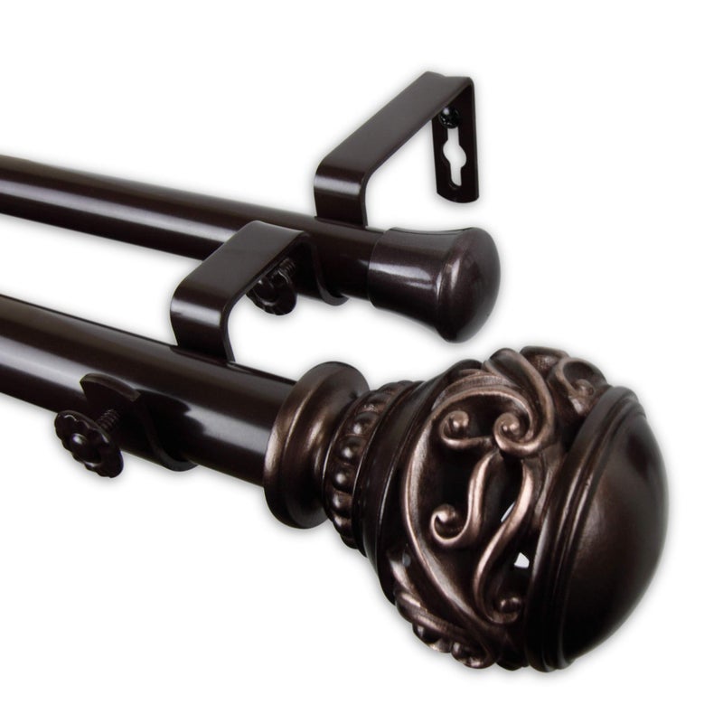 Rod Desyne 100-26-669-D 1" Isabella Double Curtain Rod, 66-120", Bronze - Image 1